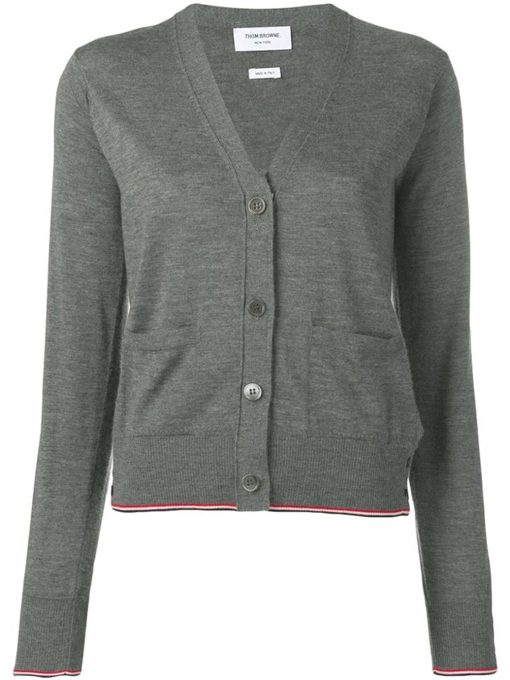 Thom Browne Twb Tipping Cashmere Cardigan - Grey