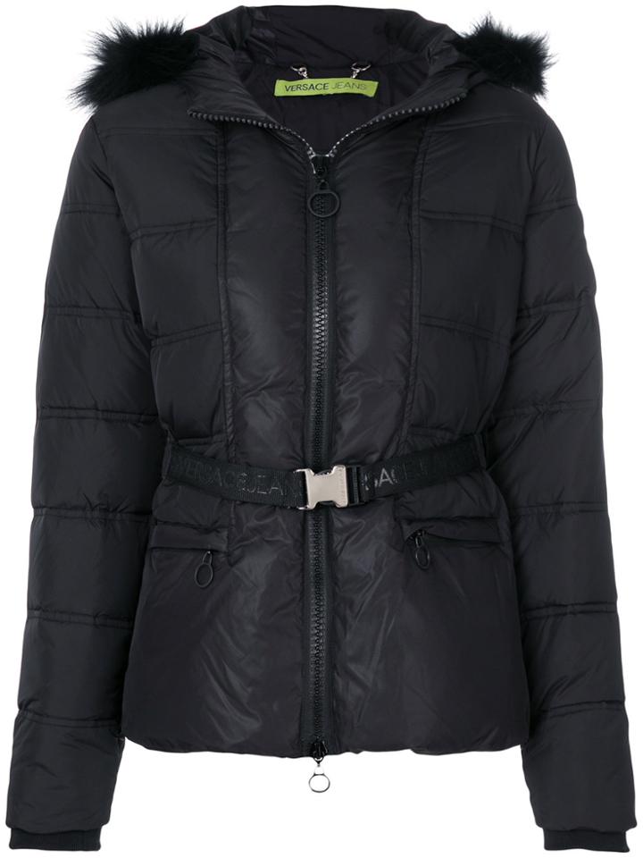 Versace Jeans Hooded Puffer Jacket - Black