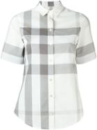Burberry Brit Shortsleeved Checked Shirt, Women's, Size: Xs, White, Cotton