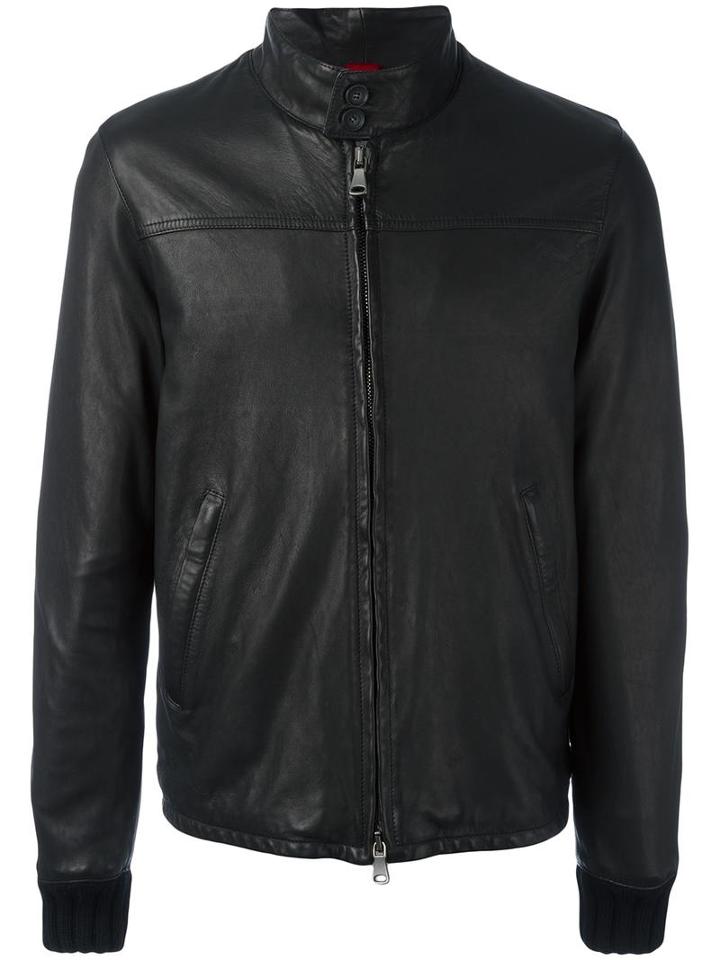 Orciani Zipped Jacket, Men's, Size: 52, Black, Leather/polyamide/spandex/elastane/viscose