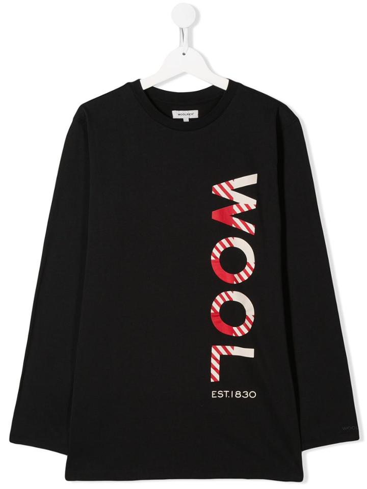 Woolrich Kids Contrasting Logo Print T-shirt - Black