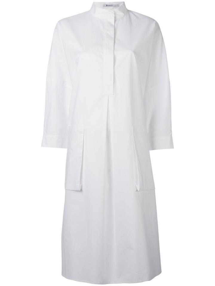 T By Alexander Wang Half Placket Shirt Dress, Women's, Size: Small, White, Cotton