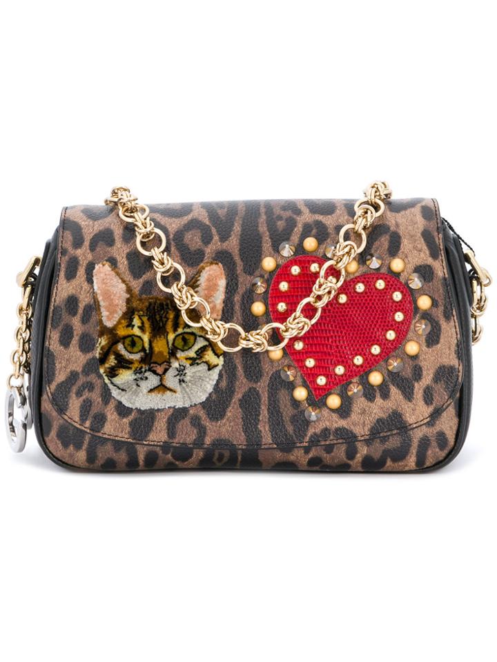 Dolce & Gabbana Patched Leopard Print Clutch - Brown