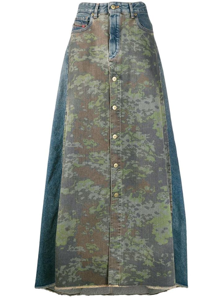 Diesel Camo-printed Denim Skirt - Green