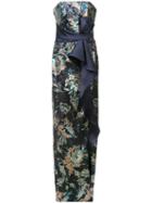 Marchesa Notte Sequined Peony Evening Gown - Blue