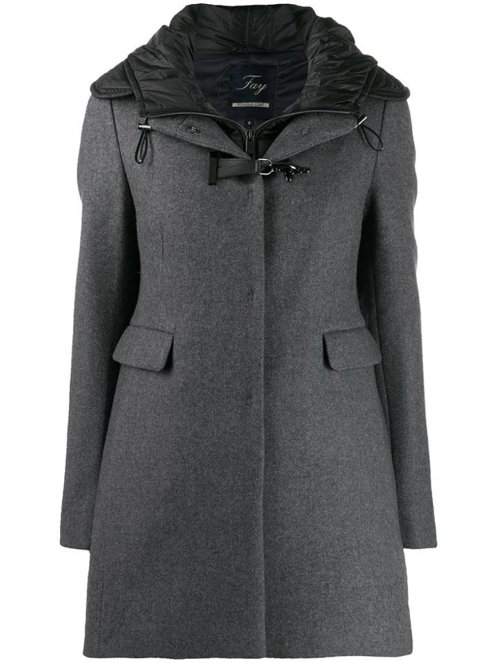 Fay Buckle Detail Coat - Grey