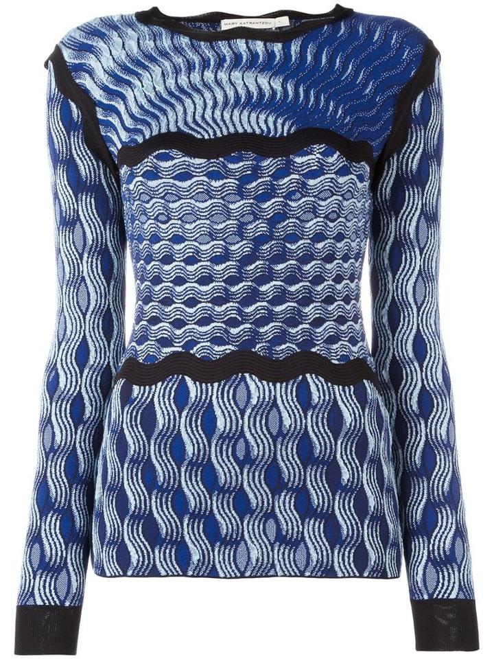 Mary Katrantzou 'rosalba' Knitted Top, Women's, Size: Small, Blue, Silk/polyester/viscose