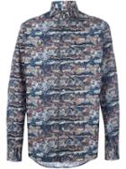 Gabriele Pasini Landscape Print Shirt, Men's, Size: 43, Blue, Cotton