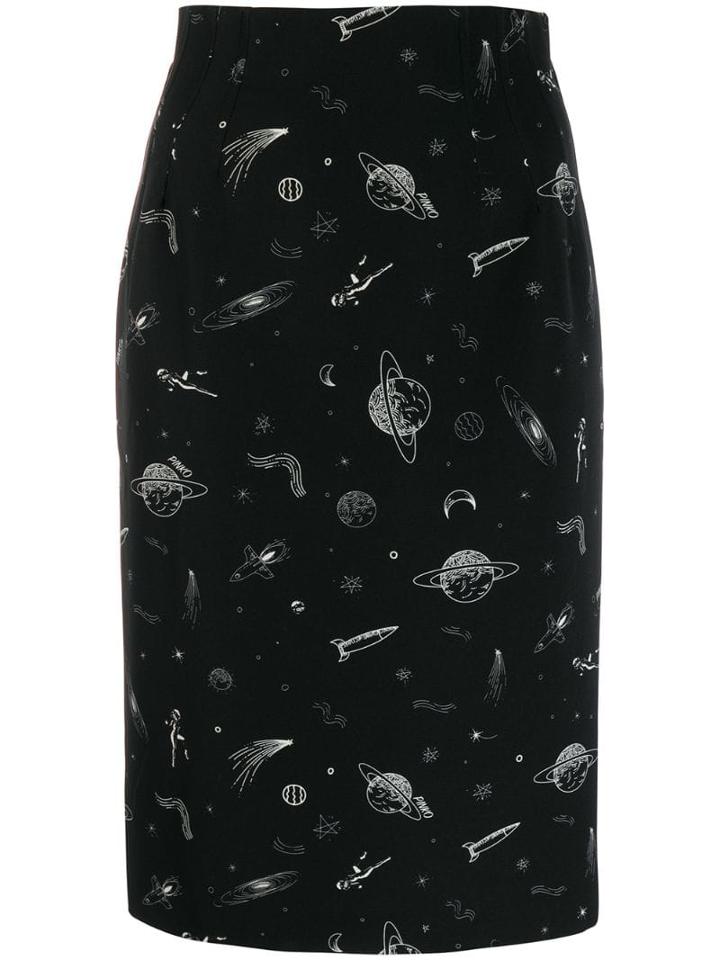 Pinko Space Print Pencil Skirt - Black