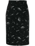 Pinko Space Print Pencil Skirt - Black