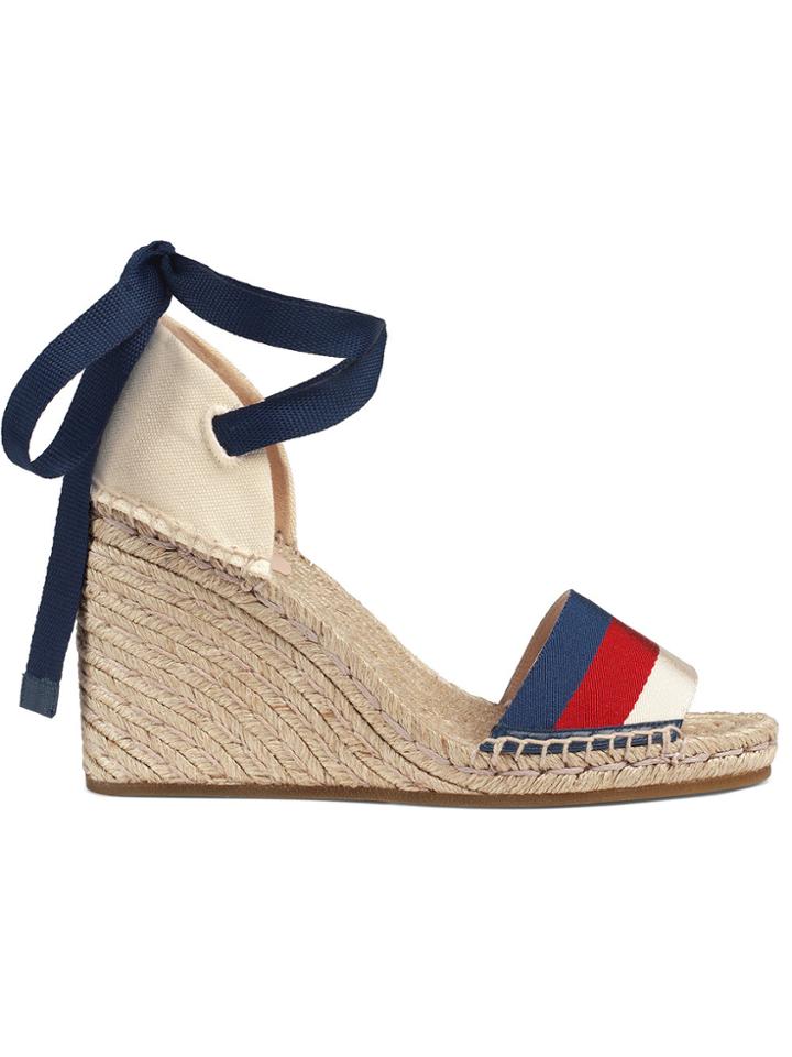 Gucci Sylvie Web Platform Espadrilles - White