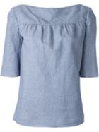 A.p.c. Boat Neck Pleated Wide Sleeve 'procida' Blouse