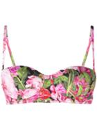 Dolce & Gabbana Rose Print Balconette Bikini Top, Women's, Size: 1, Pink/purple, Polyamide/spandex/elastane/polyurethane