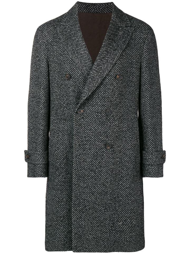Dell'oglio Double-breasted Chevron Coat - Grey