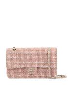Chanel Pre-owned Tweed Double Flap Chain Shoulder Bag - Pink