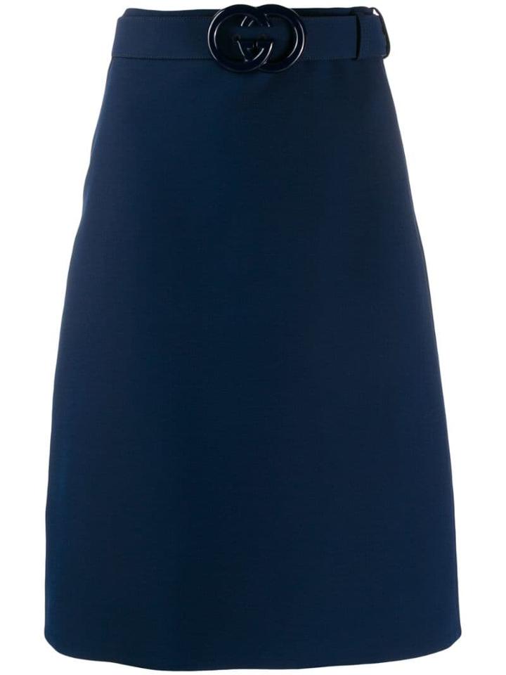 Gucci Gg Belt A-line Skirt - Blue