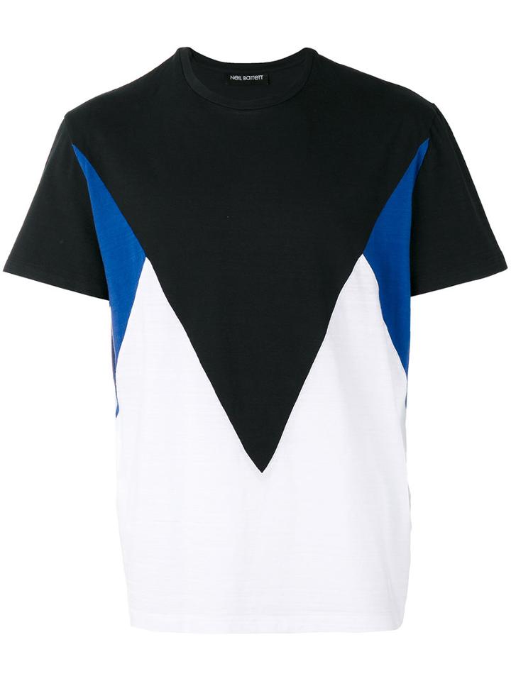 Neil Barrett Geometric Colour Block T-shirt, Men's, Size: Large, Black, Cotton