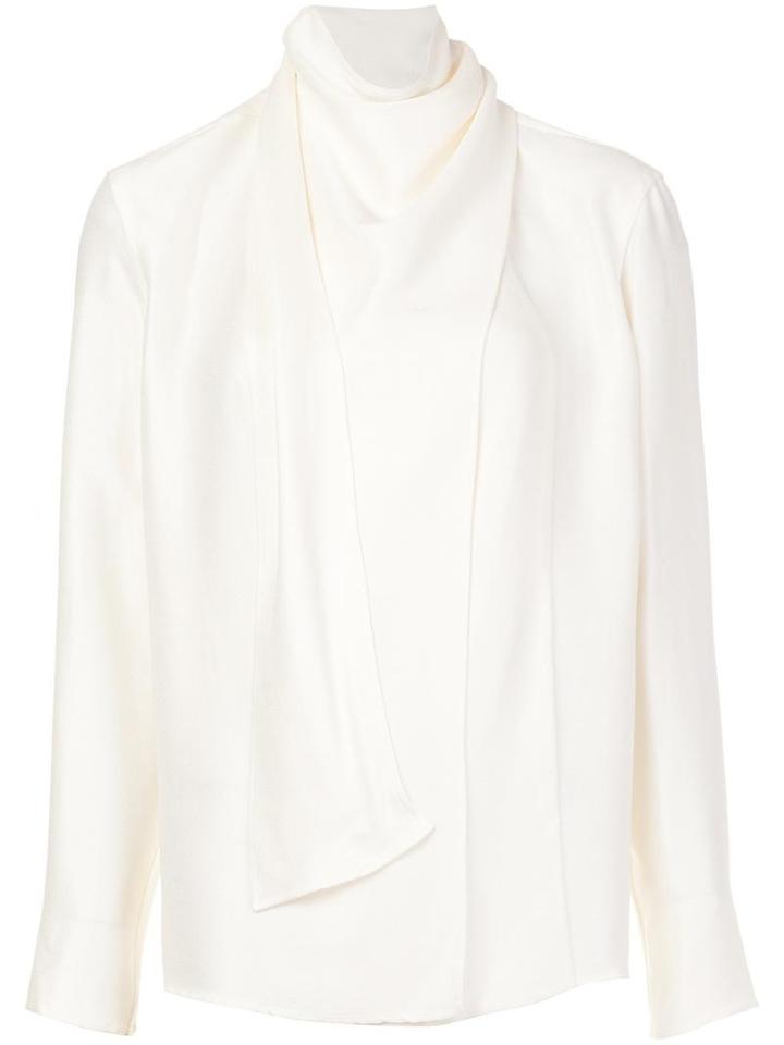 Barbara Casasola Draped Neck Longsleeved Blouse, Women's, Size: 42, White, Silk