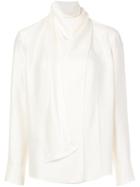 Barbara Casasola Draped Neck Longsleeved Blouse, Women's, Size: 42, White, Silk