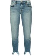 Frame Distressed Detail Cropped Jeans - Blue