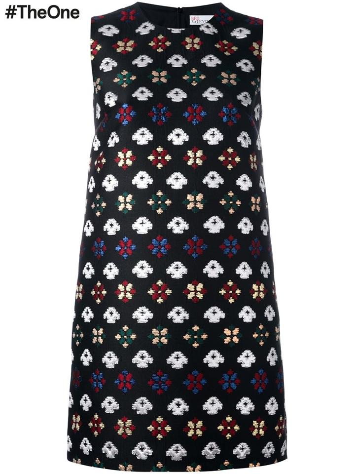 Red Valentino Geometric Embroidery Dress, Women's, Size: 40, Black, Acrylic/polyester/acetate