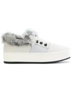 Henry Beguelin Rabbit Fur Trimmed Slip On Sneakers - White