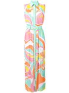 Emilio Pucci Rivera Print Pleated Maxi Shirt Dress - Pink