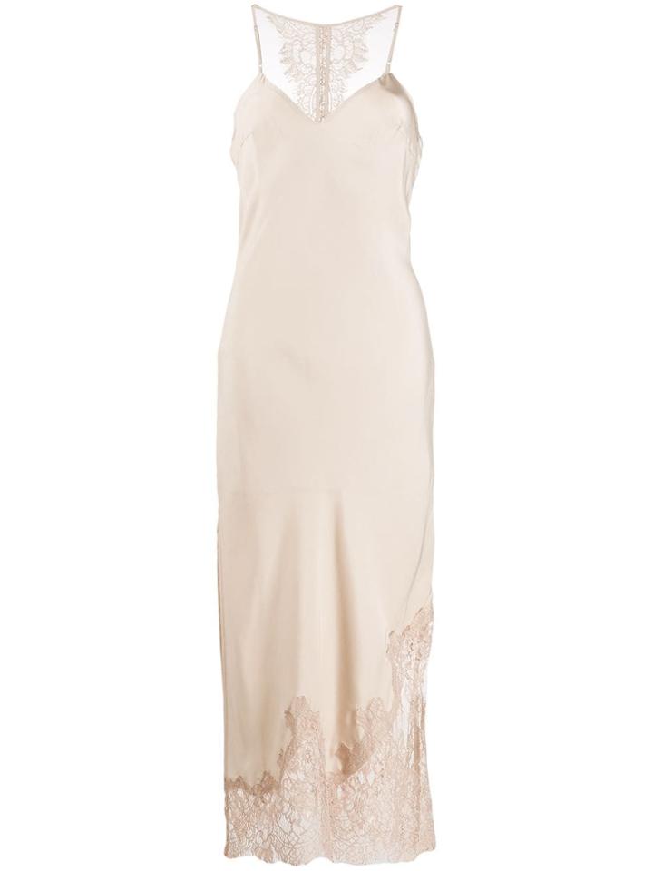 Gold Hawk Lace Trimmed Slip Dress - Neutrals