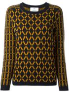 Allude Diamond Intarsia Jumper, Women's, Size: Medium, Blue, Cashmere/virgin Wool
