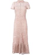 Red Valentino Long Macramé Dress, Women's, Size: 42, Pink/purple, Cotton/polyester/polyamide