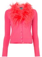 Boutique Moschino Feather Trim Cardigan - Pink & Purple