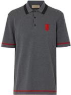Burberry Monogram Motif Tipped Cotton Jersey Polo Shirt - Grey