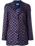 Alberto Biani Diamond Print Blazer, Women's, Size: 42, Blue, Silk/acetate/viscose
