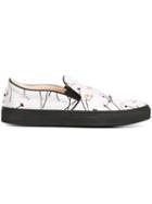 Giambattista Valli Flower Embroidered Slip-on Sneakers