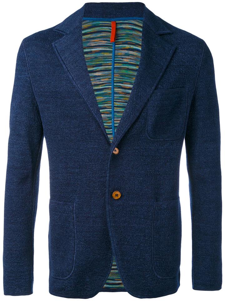 Missoni - Two Button Blazer - Men - Cotton/linen/flax - 54, Blue, Cotton/linen/flax