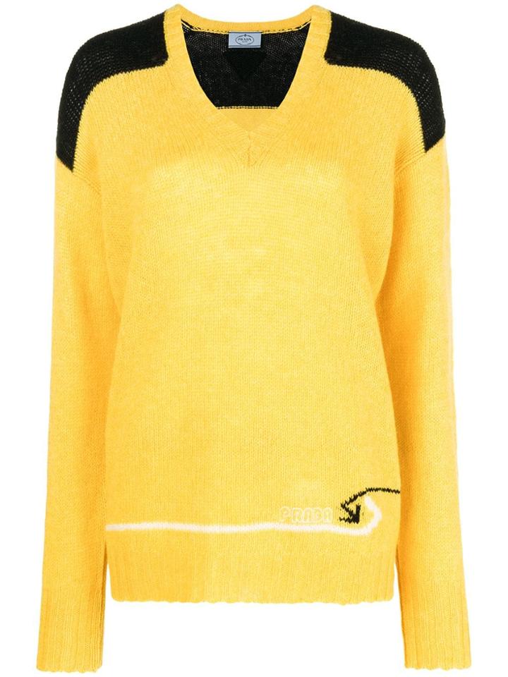 Prada Colour Blocked Jumper - Yellow & Orange