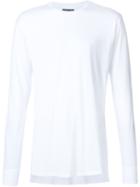 Alexandre Plokhov Long Sleeve Step Hem T-shirt, Men's, Size: 48, White, Cotton/modal