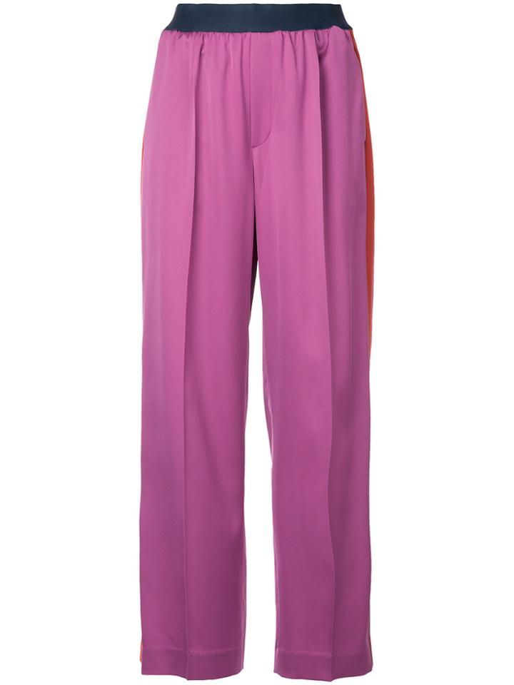 Astraet Side Stripe Wide Trousers - Pink & Purple