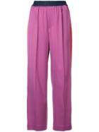 Astraet Side Stripe Wide Trousers - Pink & Purple
