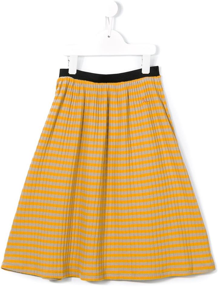 Bobo Choses Ribbed Striped Skirt, Girl's, Size: 9 Yrs, Yellow/orange