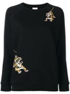 Giamba Embroidered Tiger Sweatshirt, Women's, Size: 38, Black, Cotton