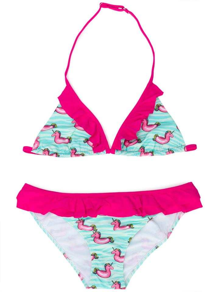 Mc2 Saint Barth Kids Teen Floating Unicorn Print Bikini - Green