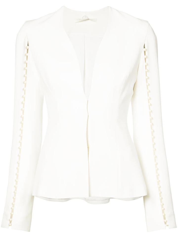 Jonathan Simkhai - Cut-out Detail Sleeve Blazer - Women - Polyester/spandex/elastane/acetate/viscose - 6, White, Polyester/spandex/elastane/acetate/viscose
