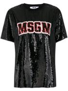 Msgm Sequin Embellished T-shirt - Black