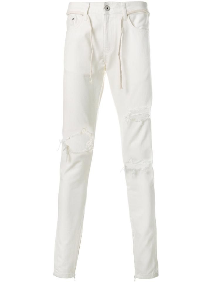 Represent Ripped Slim Jeans - White