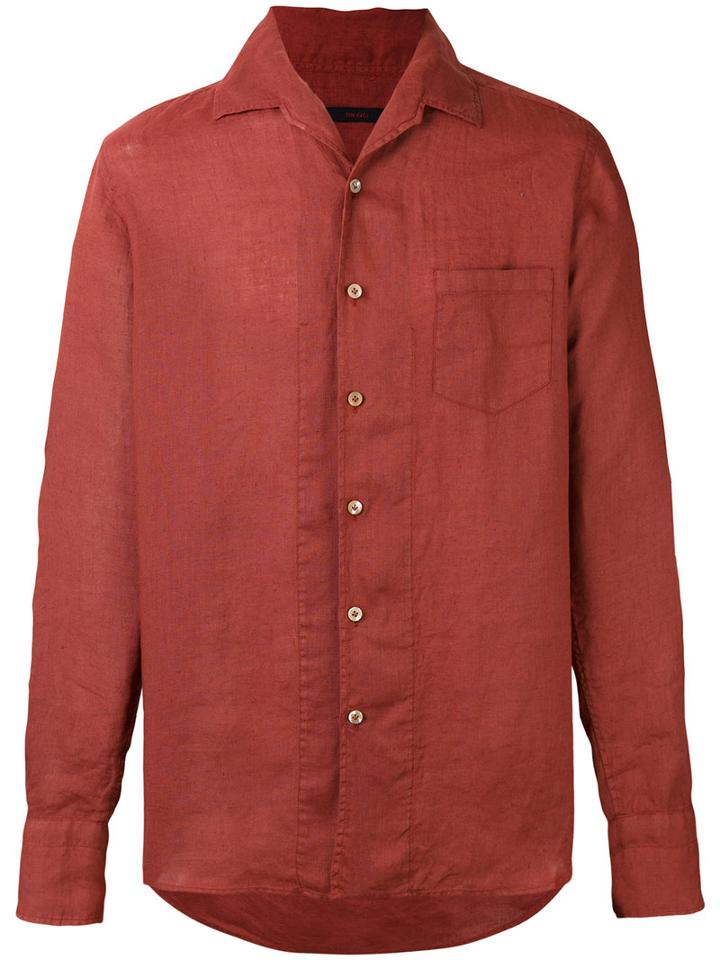 The Gigi - Plain Shirt - Men - Linen/flax - 41, Red, Linen/flax