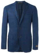 Corneliani Checked Blazer Jacket, Men's, Size: 54, Blue, Virgin Wool/cashmere/cupro
