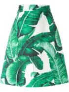 Dolce & Gabbana Banana Leaf Brocade Skirt, Women's, Size: 38, Green, Cotton/silk