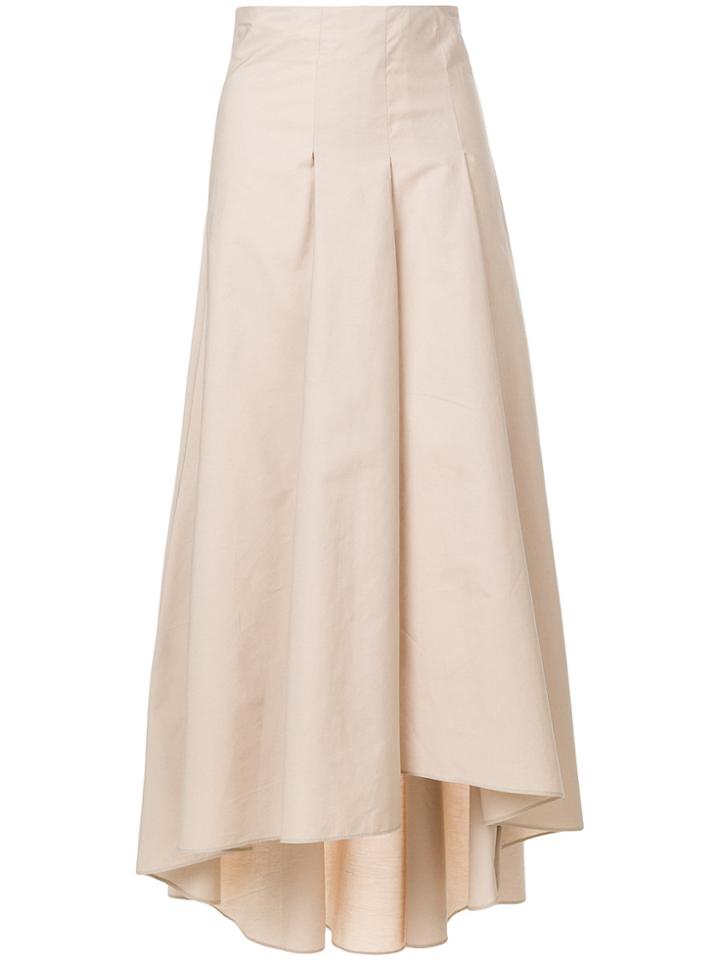 Barba Asymmetric Pleat Skirt - Nude & Neutrals