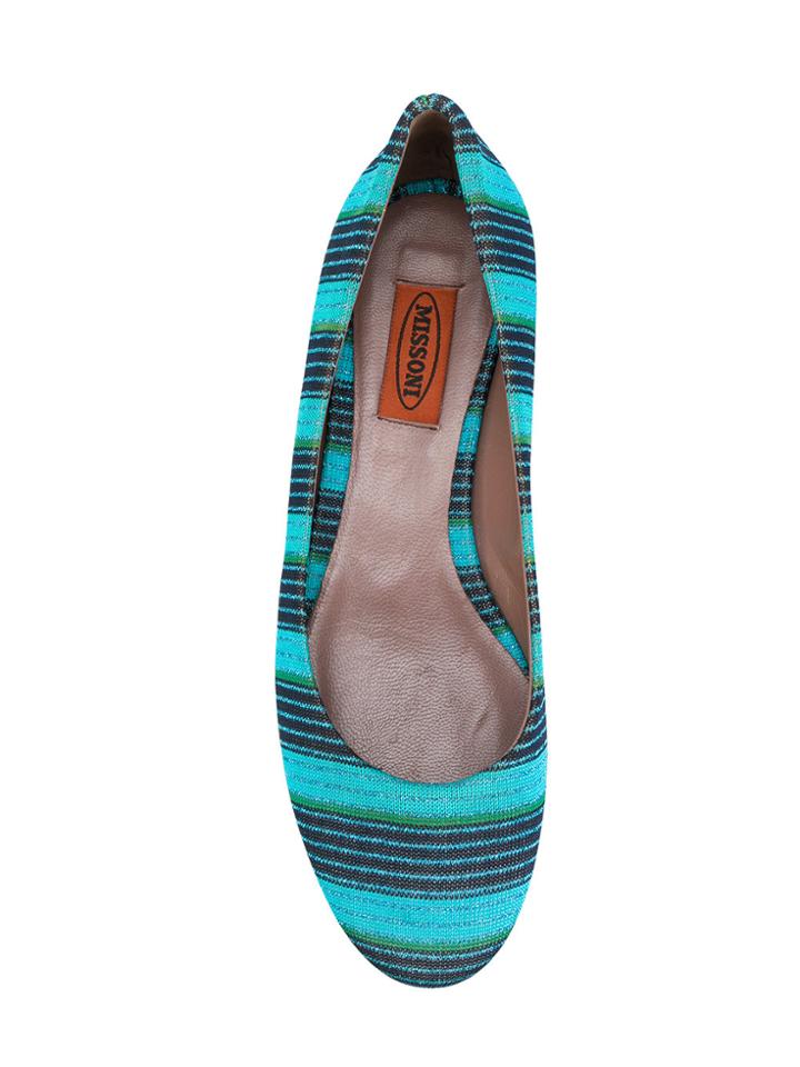 Missoni Vintage Striped Ballerinas - Blue